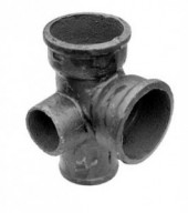 Крестовина двухплоскостная прямая канализационная чугунная - правая чуг. Ду100x100x50 Крестовина двухплоскостная прямая канализационная чугунная - правая чуг. Ду100x100x50