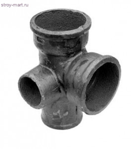 Крестовина двухплоскостная прямая канализационная чугунная - правая чуг. Ду100x100x50 Крестовина двухплоскостная прямая канализационная чугунная - правая чуг. Ду100x100x50