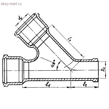 Тройник чугун кос Ду 150х150х45° б/нап ГОСТ 6942-98 - 027-1858 Тройник чугун кос Ду 150х150х45° б/нап ГОСТ 6942-98 - 027-1858