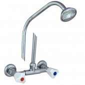 Смеситель настенный для душа ЦС293/1 р/затвор стационарная трубка с насадками Класси Подольск пл/маховик - 026-1094