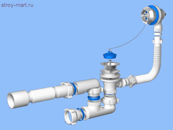 Сифон Ани для ванны регулируемый с выпуском и переливом E255 Сифон Ани для ванны регулируемый с выпуском и переливом E255