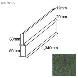 Планка примыкания Feroof L=1340 мм Olive 2011 - С-000113593 Планка примыкания Feroof L=1340 мм Olive 2011 - С-000113593