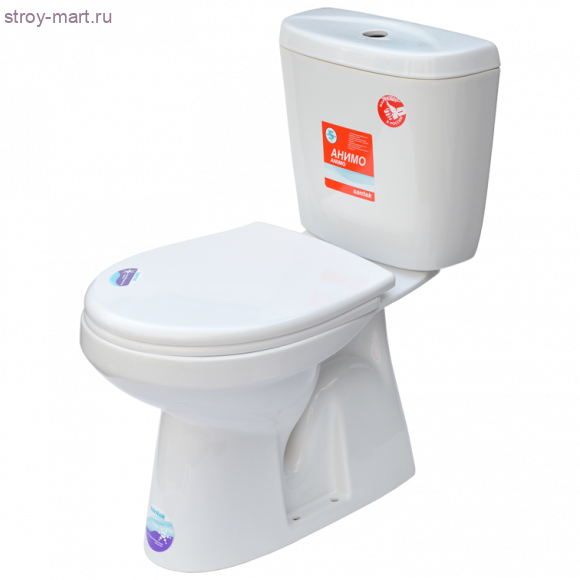 Унитаз-компакт Анимо 2х режимный белый верт/выпуск в комплекте сидение дюропласт, мет. крепеж Santek 1.WH30.2.133 - 4606034170588 Унитаз-компакт Анимо 2х режимный белый верт/выпуск в комплекте сидение дюропласт, мет. крепеж Santek 1.WH30.2.133 - 4606034170588
