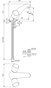 Смеситель двуручный для умывальника Квадро/Quadro хром к/затвор короткий излив Vidima BA243AA Смеситель двуручный для умывальника Квадро/Quadro хром к/затвор короткий излив Vidima BA243AA