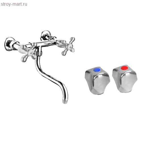 Смеситель настенный для мойки ПСМ-108-К/50 хром к/затвор н/излив - 026-1382
