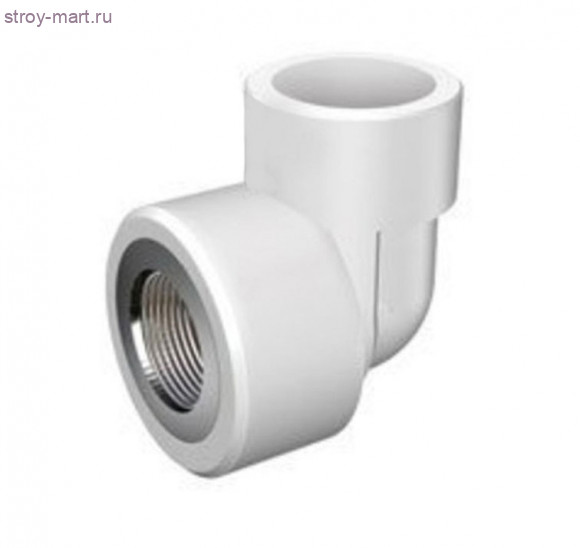 Угольник 90° комбинированный c внутренней резьбой полипропиленовый - белый напорный комб.PP-R DN25x1/2'