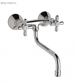 Смеситель двуручный для умывальника Ретро хром труб поворот дл/излив настенный L=200мм Vidima ВА122АА Смеситель двуручный для умывальника Ретро хром труб поворот дл/излив настенный L=200мм Vidima ВА122АА
