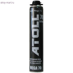 Пена монтажная «Atoll Winter Мega-18C» (пистолетная) 850мл (1000 гр.) 70л (12 шт/уп.) - С-000083063 Пена монтажная «Atoll Winter Мega-18C» (пистолетная) 850мл (1000 гр.) 70л (12 шт/уп.) - С-000083063