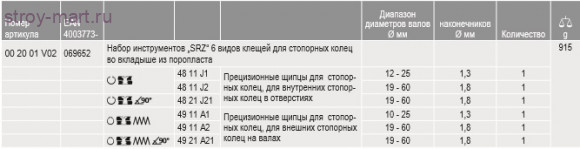 НАБОР КОЛЬЦЕСЪЁМНИКОВ В ЛОЖЕМЕНТЕ 00 20 01 V02 - KN-002001V02