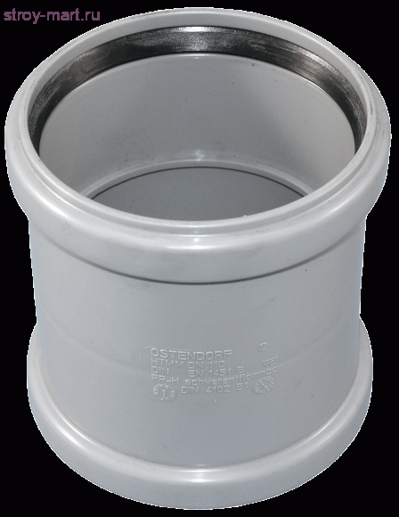 Муфта PP-H серый 2-х растр Дн 110 б/нап в комплекте Ostendorf 115510 - 4052836155108
