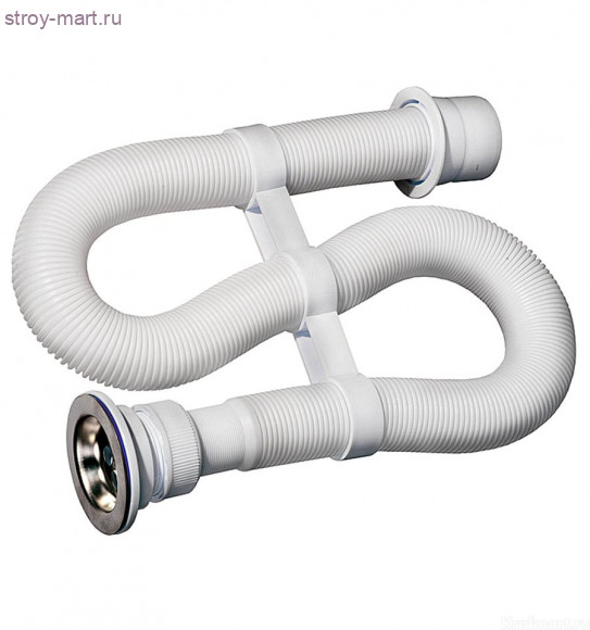 Сифон для умывальника/мойки гофрированный с сеткой из нержавеющей стали Сифон для умывальника/мойки гофрированный с сеткой из нержавеющей стали