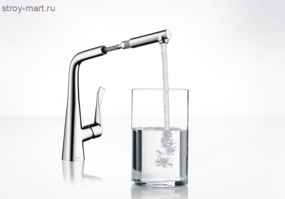 Смеситель для кухни однорычажный, с выдвижным душем, ?? Metris 14821800 Смеситель для кухни однорычажный, с выдвижным душем, ?? Metris 14821800