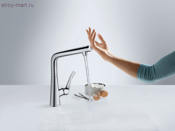 Смеситель для кухни однорычажный, с выдвижным душем, ?? Metris 14821800 Смеситель для кухни однорычажный, с выдвижным душем, ?? Metris 14821800