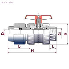 Кран ПЭ шаровой Дн 50х1 1/2 ВР нап компресс - 007-0038