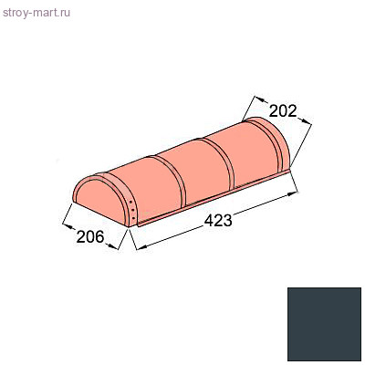 Конек полукруглый начальный Decra Classic/Roman L=423 мм Античный серый - С-000113070 Конек полукруглый начальный Decra Classic/Roman L=423 мм Античный серый - С-000113070