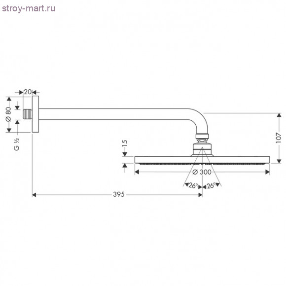 Верхний душ Raindance S 300 Air 1jet, держатель 390 мм, ?’ Raindance 27493000 Верхний душ Raindance S 300 Air 1jet, держатель 390 мм, ?’ Raindance 27493000
