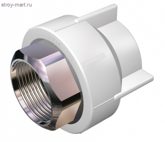 Муфта комбинированная с внутренней резьбой под ключ полипропиленовая - белая напорная комб.PP-R DN63x2'