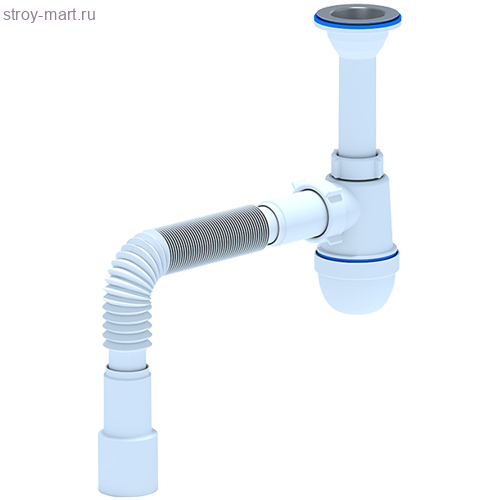 Сифон для умывальника/мойки бутылочный 1/2х40/50 с гофр нерж/сетка АНИ Пласт C0515 -4607057960798