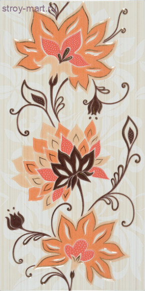 Жасмин 9ЖС408Ц на коричневом желтый Декор 24,9х50 Жасмин 9ЖС408Ц на коричневом желтый Декор 24,9х50