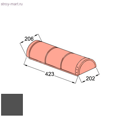 Конек полукруглый конечный Decra Classic/Roman L=423 мм Античный серый - С-000113071 Конек полукруглый конечный Decra Classic/Roman L=423 мм Античный серый - С-000113071