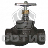 Клапан (вентиль) запорный муфтовый чугунный 15кч18п Ду32 Клапан (вентиль) запорный муфтовый чугунный 15кч18п Ду32
