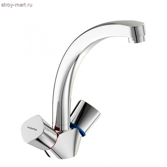 Смеситель двуручный для мойки Квадро/Quadro хром к/затвор труб поворот излив L=156мм Vidima BA246AA Смеситель двуручный для мойки Квадро/Quadro хром к/затвор труб поворот излив L=156мм Vidima BA246AA