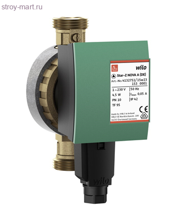 Насос циркуляционный для ГВС Star-Z NOVA C Wilo 4132762 Насос циркуляционный для ГВС Star-Z NOVA C Wilo 4132762