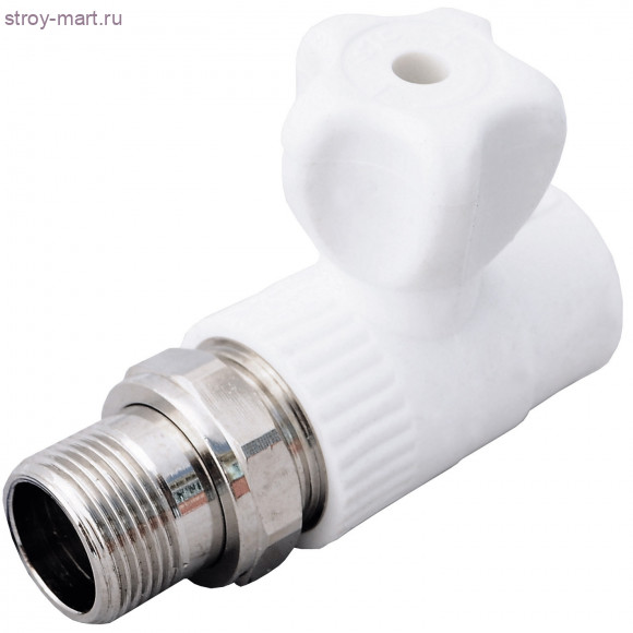Кран PP-R шаровой белый Дн 25x3/4 НР для радиатора угловой РосТурПласт 10589 - 4640014217580