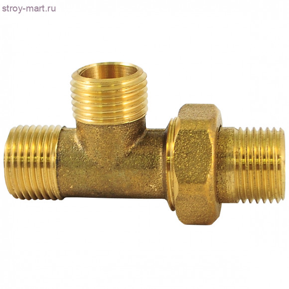 Тройник латунь Ду 15 НР/нак. гайка Faro STC 5654 - 4606034006801 Тройник латунь Ду 15 НР/нак. гайка Faro STC 5654 - 4606034006801