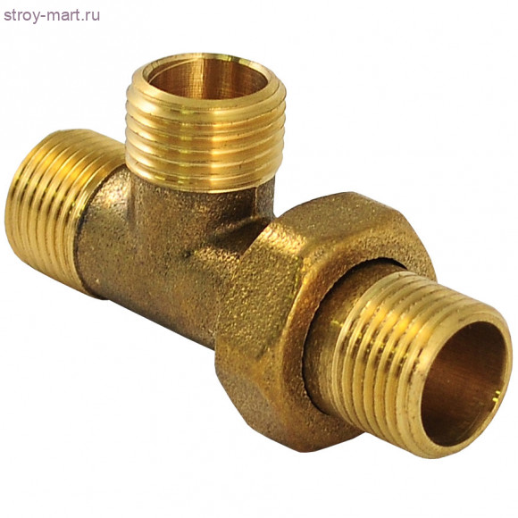 Тройник латунь Ду 15 НР/нак. гайка Faro STC 5654 - 4606034006801 Тройник латунь Ду 15 НР/нак. гайка Faro STC 5654 - 4606034006801