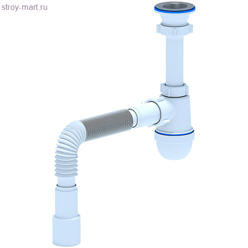 Сифон для умывальника/мойки бутылочный 1/2х40/50 с гофр нерж/сетка АНИ Пласт C0115 -4607057960545