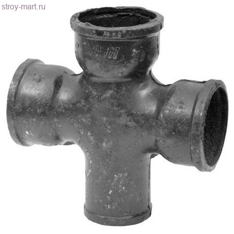 Крестовина одноплоскостная прямая канализационная чугунная - Ду50x50