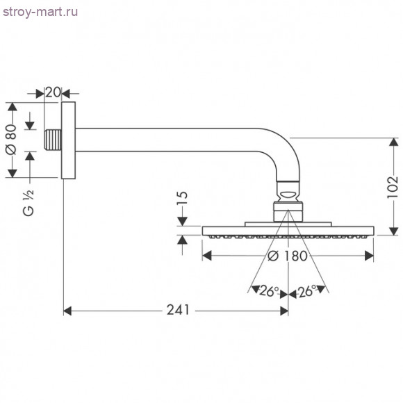 Верхний душ Raindance S 180 Air 1jet, держатель 240 мм, ?’ Raindance 27476000 Верхний душ Raindance S 180 Air 1jet, держатель 240 мм, ?’ Raindance 27476000