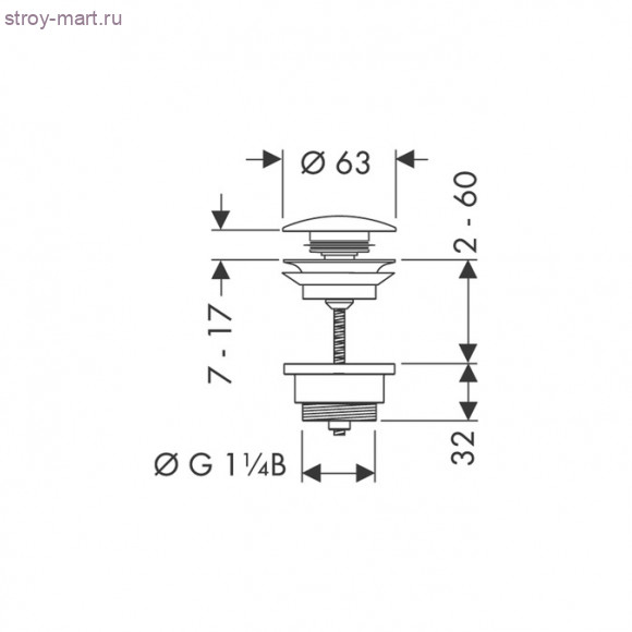 Сливной набор для раковины Push-Open, 1 1/4’  50100000