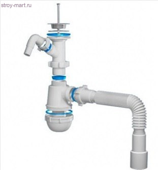 Сифон для умывальника/мойки бутылочный 1/2х40/50 c гофр нерж сетка отв/стир АНИ Пласт A2015 -4607057960910