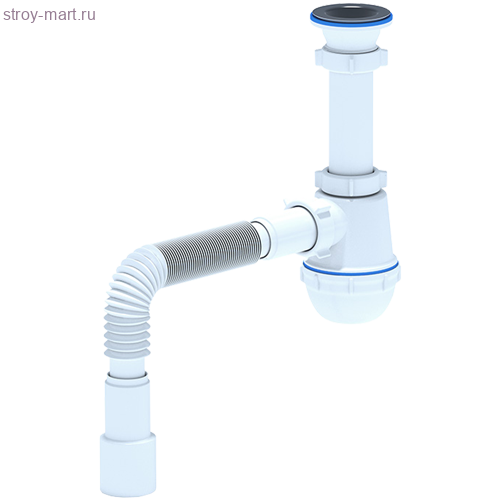 Сифон для умывальника/мойки бутылочный 1/2х40/50 с гофр нерж/сетка АНИ Пласт A0115 -4607057963188