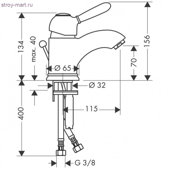 Смеситель для раковины 70, однорычажный, со сливным гарнитуромail.ru" Axor Carlton 17010000 Смеситель для раковины 70, однорычажный, со сливным гарнитуромail.ru" Axor Carlton 17010000