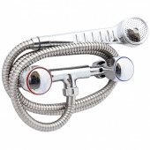 Смеситель двуручный для душа ЦС 293-4К Мет Глобо хром к/затвор хром шланг, пласт лейка, кронштейн Подольск металл/маховик - 026-0946