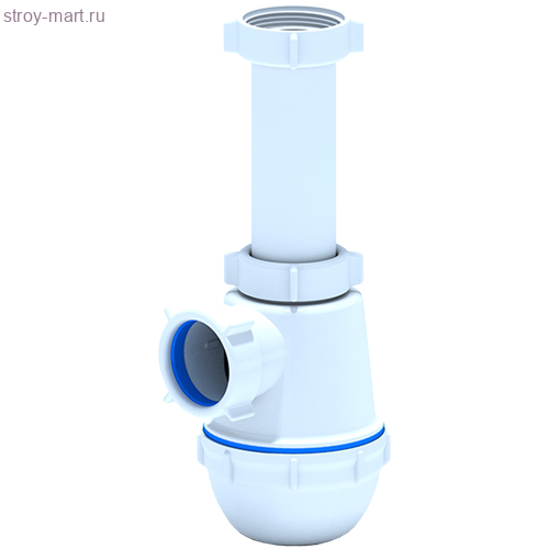 Сифон для умывальника/мойки нерж/сетка 1 1/2х40 бутылочный с отводом с отверстием для стир/машины АНИ Пласт A1020 -4607057960521