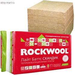 Теплоизоляция лайт баттс Скандик, Rockwool, (800х600х100 мм), 2,88 кв.м.; 0,288 куб.м., 6 шт./уп. / PL36 - С-000084435