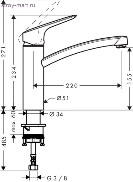 Смеситель для кухни 160, однорычажный Logis 71832000 Смеситель для кухни 160, однорычажный Logis 71832000
