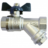 Кран шаровой латунь Ду 15 ВР/ВР бабочка с фильтром - 007-7095