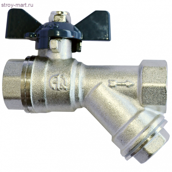 Кран шаровой латунь Ду 15 ВР/ВР бабочка с фильтром - 007-7095