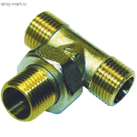 Тройник латунь никель Ду 15 НР/НР/нак. гайка Faro STC 5660 - 4606034006832 Тройник латунь никель Ду 15 НР/НР/нак. гайка Faro STC 5660 - 4606034006832