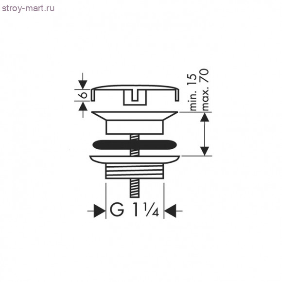 Сливной вентиль с фиксированной крышкой, 1 1/4’  50001000