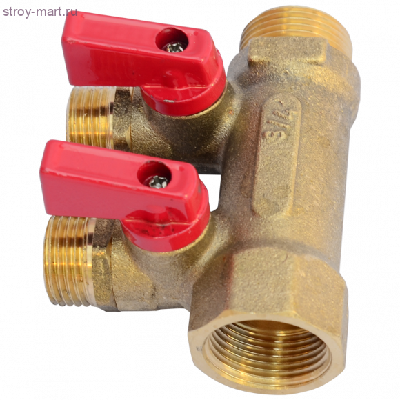 Коллектор латунь синий Ду 3/4х1/2 НР с шаровыми кранами на 2 выхода Faro STC 5766 - 4606034008591 Коллектор латунь синий Ду 3/4х1/2 НР с шаровыми кранами на 2 выхода Faro STC 5766 - 4606034008591