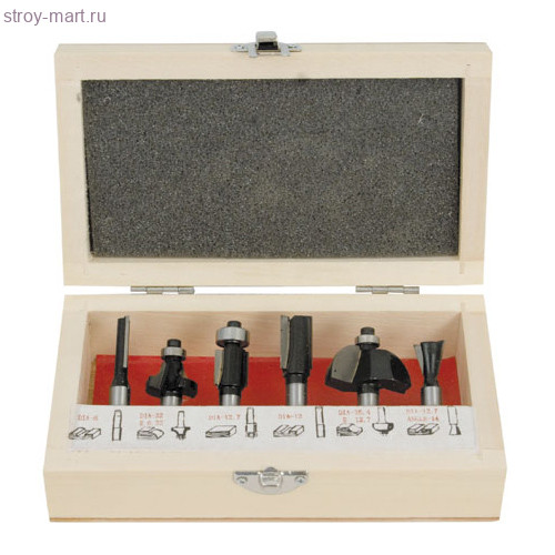 Фрезы по дереву «FIT» для фасок в деревянном корпусе 8 мм 6 шт./36568 - С-000115089