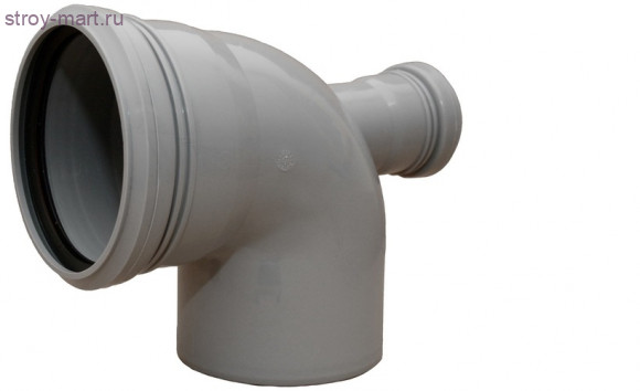 Отвод PP-H с выходом сер б/н Дн110х50х87 тыльный в/к - 027-6035