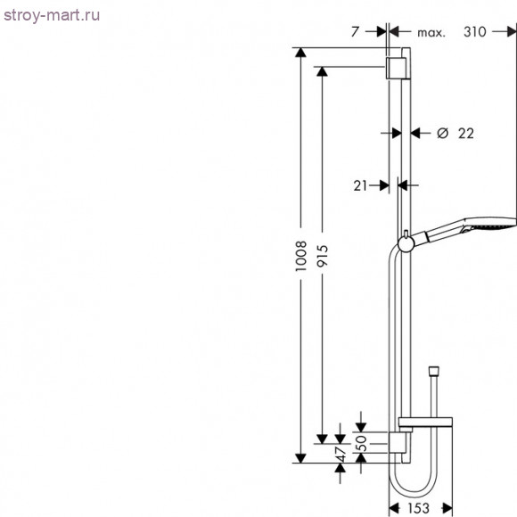 Душевой набор Raindance Select S 120 3jet/Unica 0,90 м Raindance Select 26631400 Душевой набор Raindance Select S 120 3jet/Unica 0,90 м Raindance Select 26631400