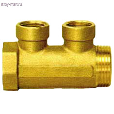 Коллектор латунь красный Ду 3/4х1/2 НР с шаровыми кранами на 2 выхода Faro STC 5770 - 4606034008652 Коллектор латунь красный Ду 3/4х1/2 НР с шаровыми кранами на 2 выхода Faro STC 5770 - 4606034008652